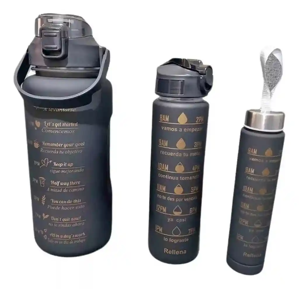 Set Termos Motivacionales Kit 3 En 1 Portable Premium