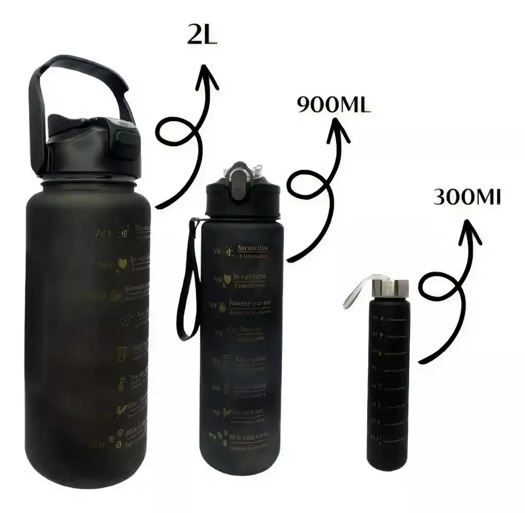 Set Termos Motivacionales Kit 3 En 1 Portable Premium