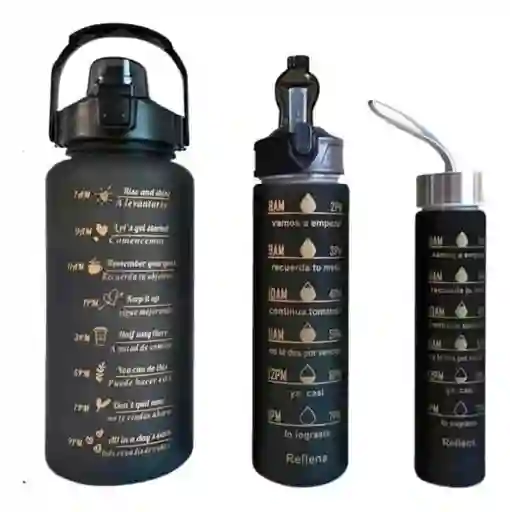Set Termos Motivacionales Kit 3 En 1 Portable Premium