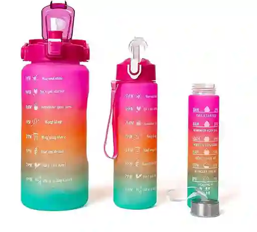 Set Termos Motivacionales Kit 3 En 1 Portable Premium