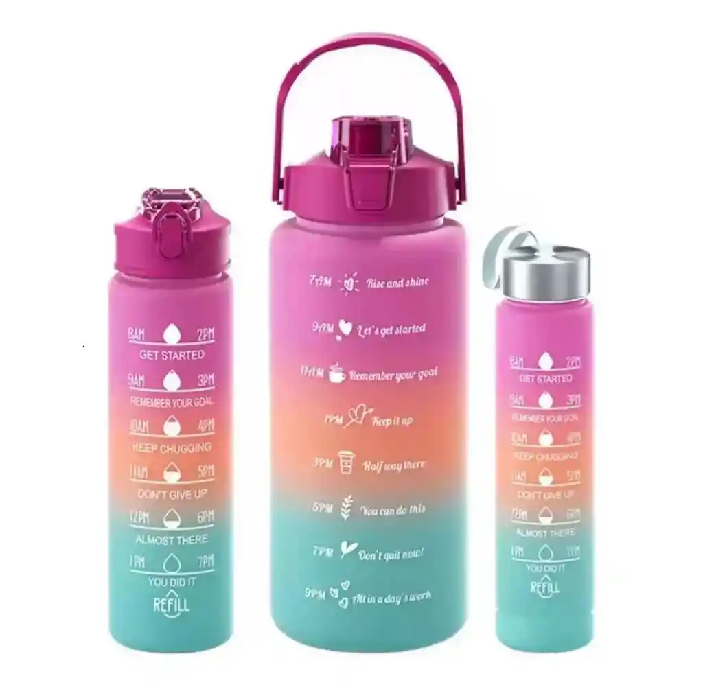 Set Termos Motivacionales Kit 3 En 1 Portable Premium