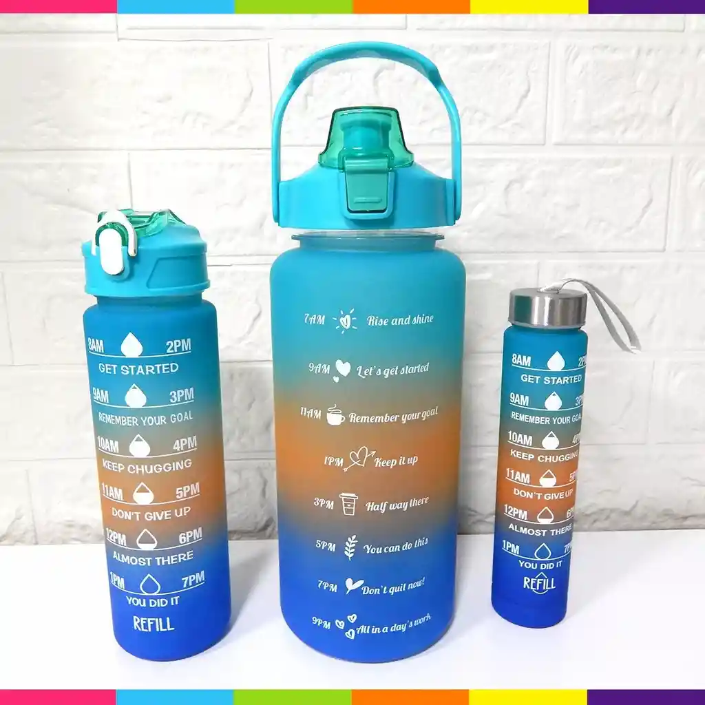 Set Termos Motivacionales Kit 3 En 1 Portable Premium