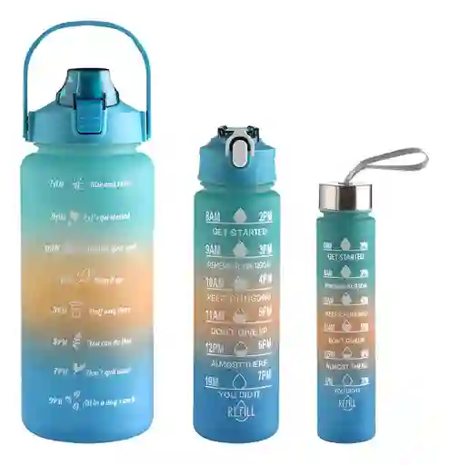 Set Termos Motivacionales Kit 3 En 1 Portable Premium