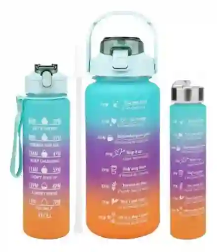 Set Termos Motivacionales Kit 3 En 1 Portable Premium