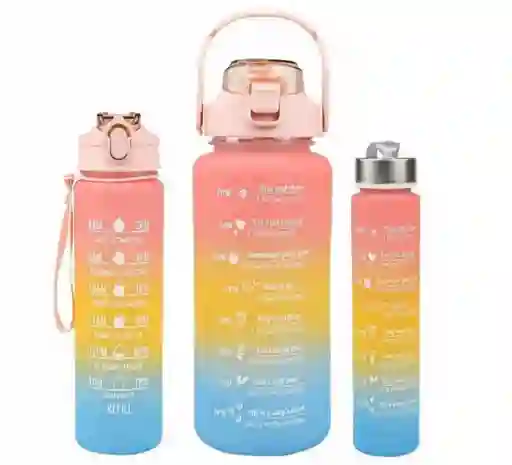 Set Termos Motivacionales Kit 3 En 1 Portable Premium