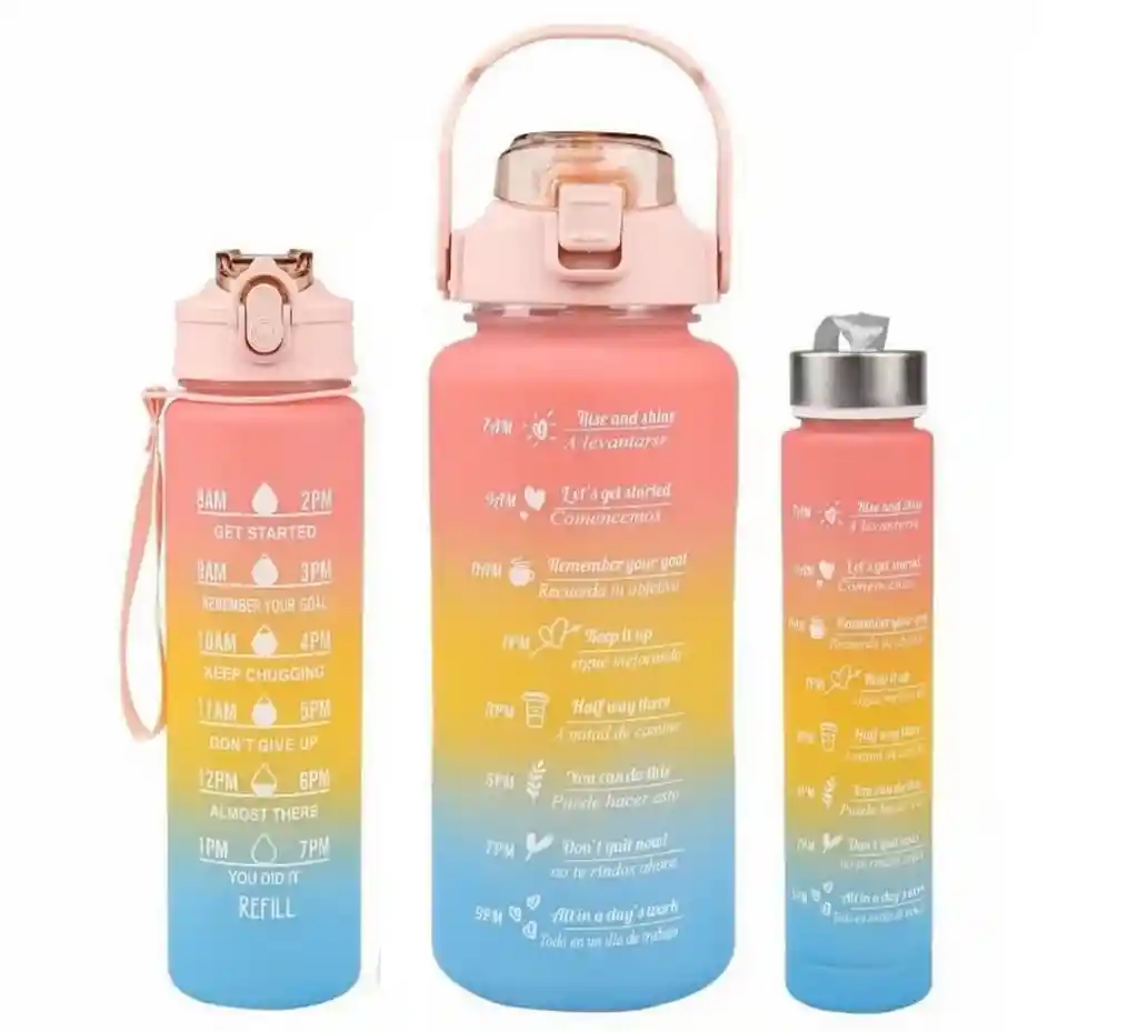 Set Termos Motivacionales Kit 3 En 1 Portable Premium