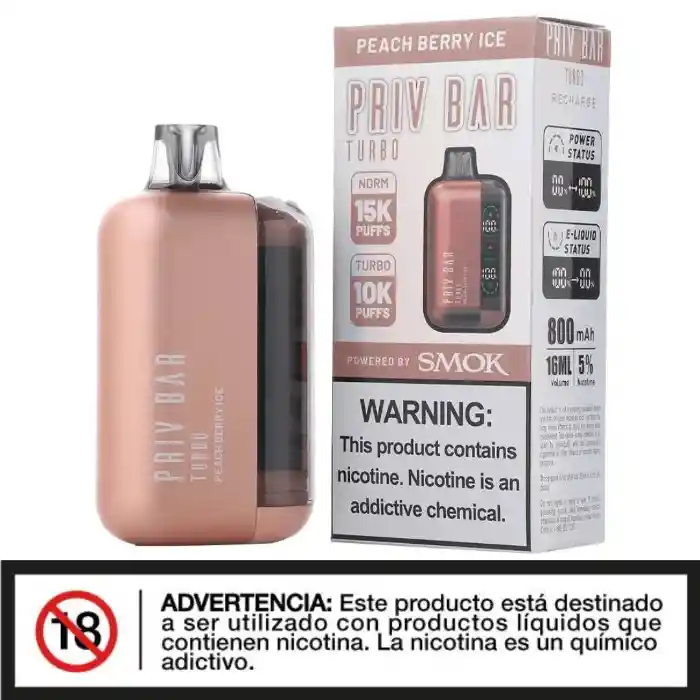 Vaporizador Priv Bar 15.000 Puffs Peach Berry Ice