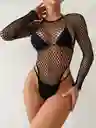 Body Manga Larga De Rejilla Talla Única