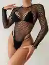 Body Manga Larga De Rejilla Talla Única