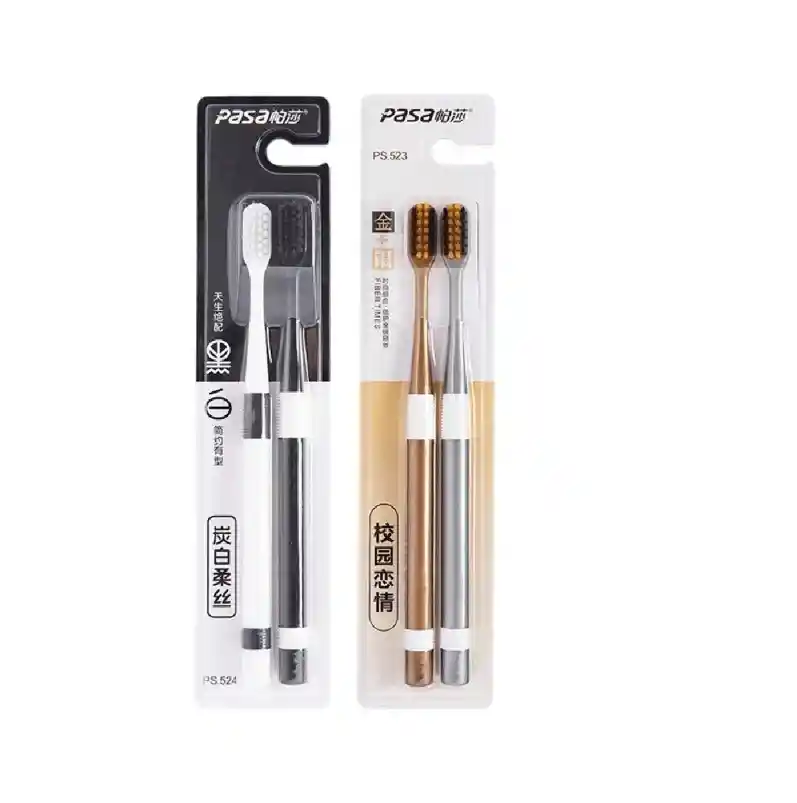 Cepillo Dental Cerdas De Bambu Set 2unid. Cuidado Bucal Dientes