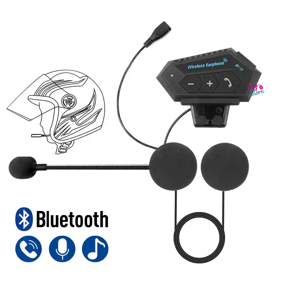 Intercomunicador Auriculares Casco Bluetooh Bt12 Moto Musica