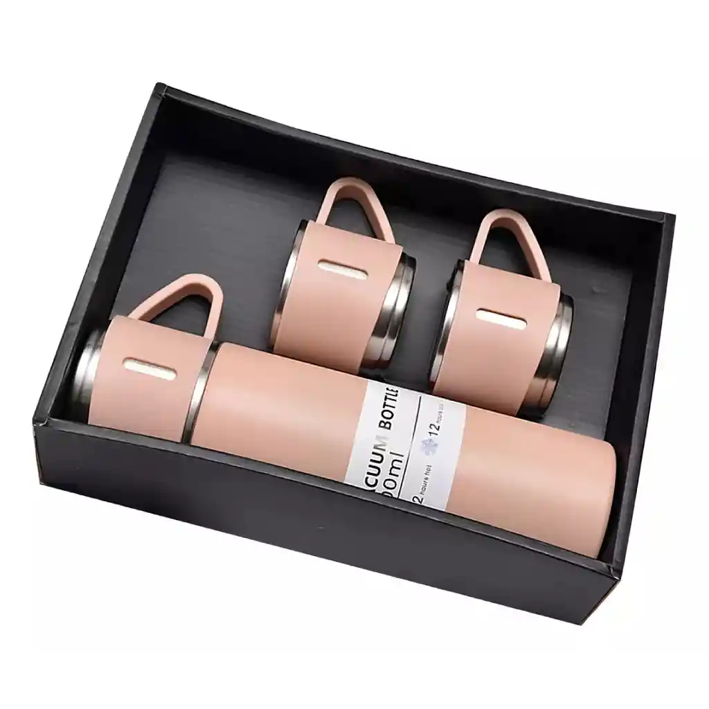 Termo De Acero Inoxidable De 500 Ml Con 2 Tazas Para Servir