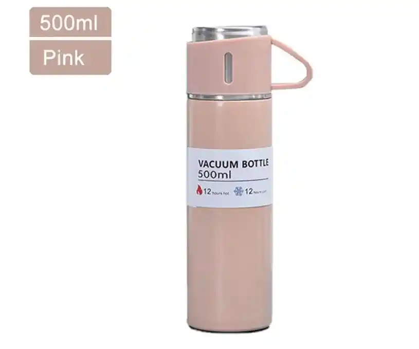Termo De Acero Inoxidable De 500 Ml Con 2 Tazas Para Servir