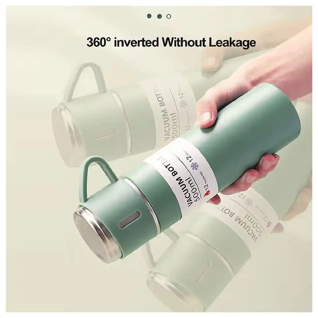 Termo De Acero Inoxidable De 500 Ml Con 2 Tazas Para Servir