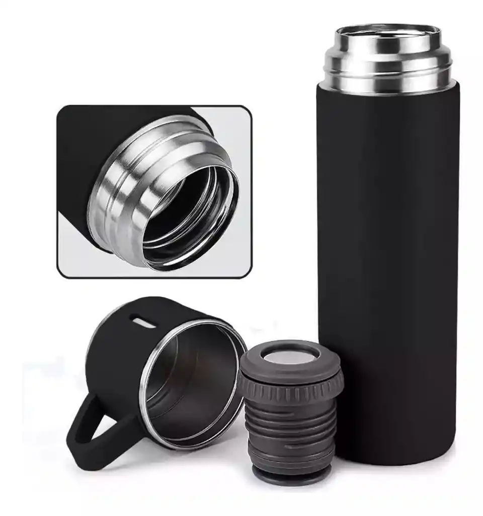 Termo De Acero Inoxidable De 500 Ml Con 2 Tazas Para Servir