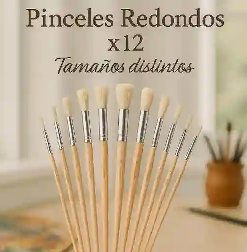 Pinceles Redondos X 12 Set Kit