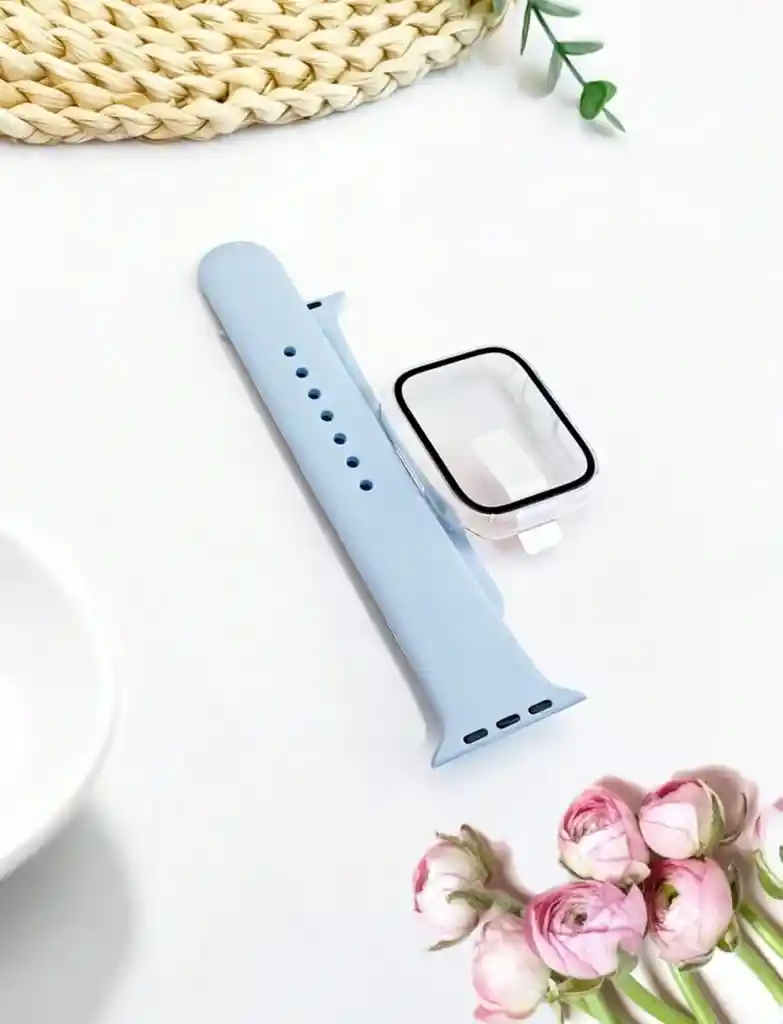 Manilla Silicona Para Apple Watch 38/40/41mm Azul Claro