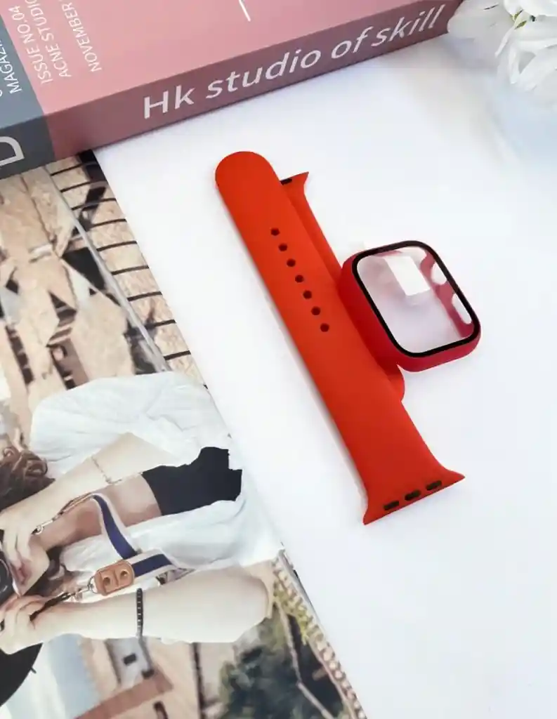 Manilla Silicona Para Apple Watch 42/44/45mm Rojo
