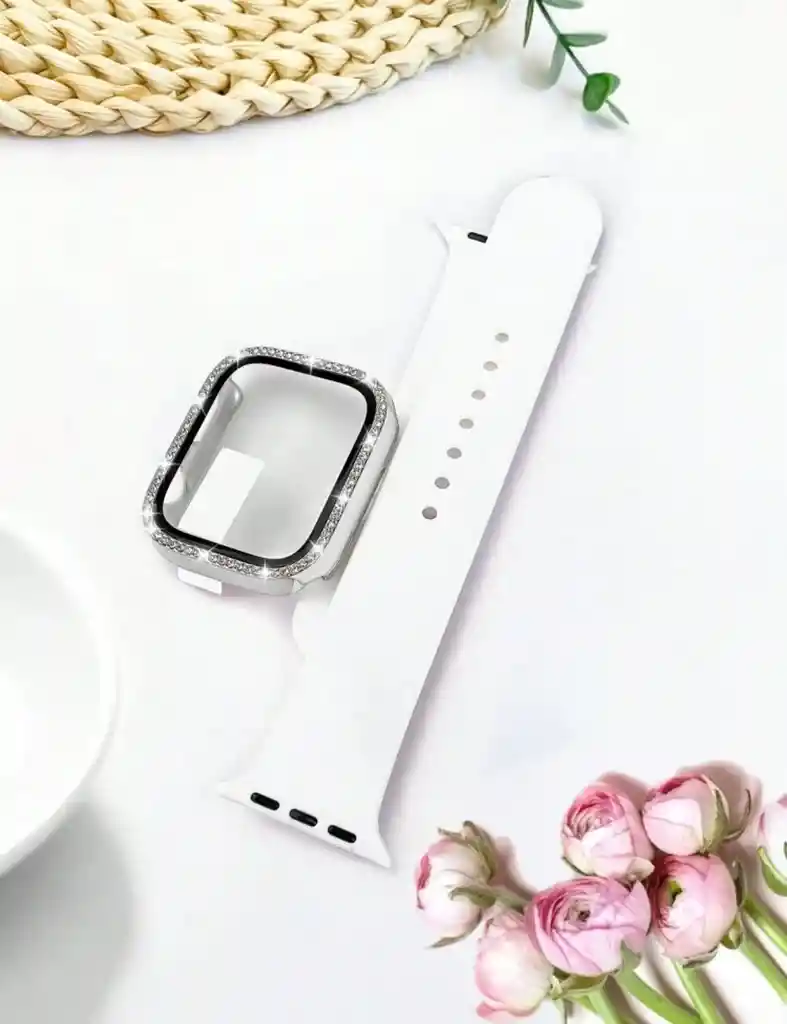 Manilla Silicona Para Apple Watch 42/44/45mm Blanco