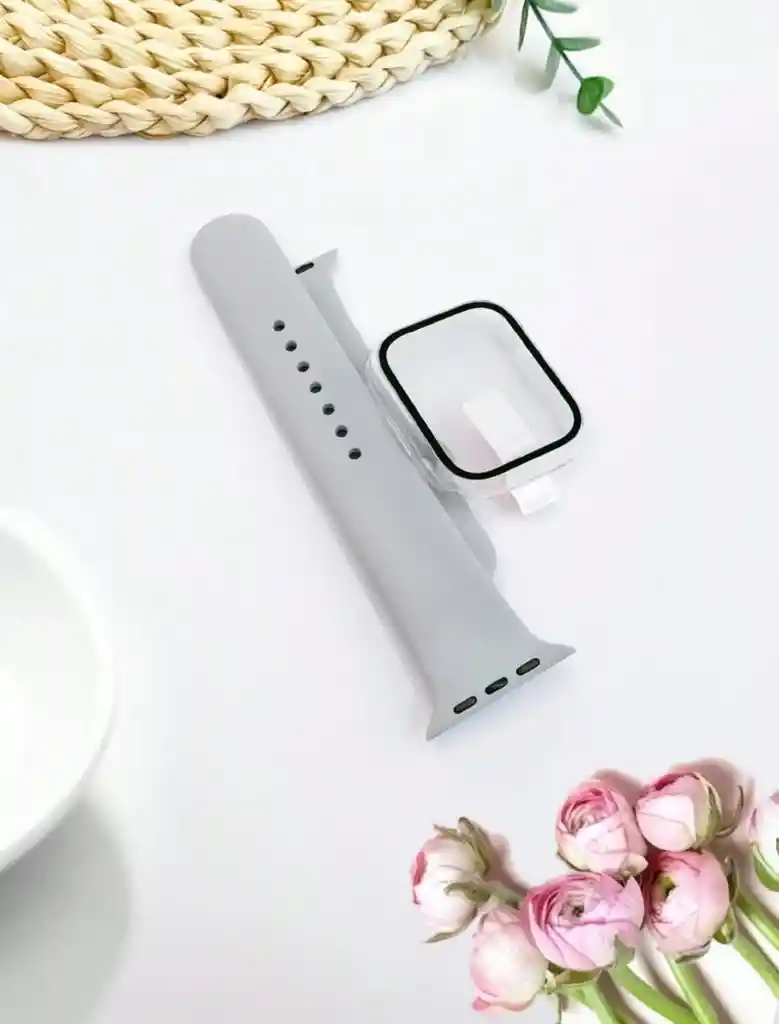 Manilla Silicona Para Apple Watch 42/44/45mm Gris Claro