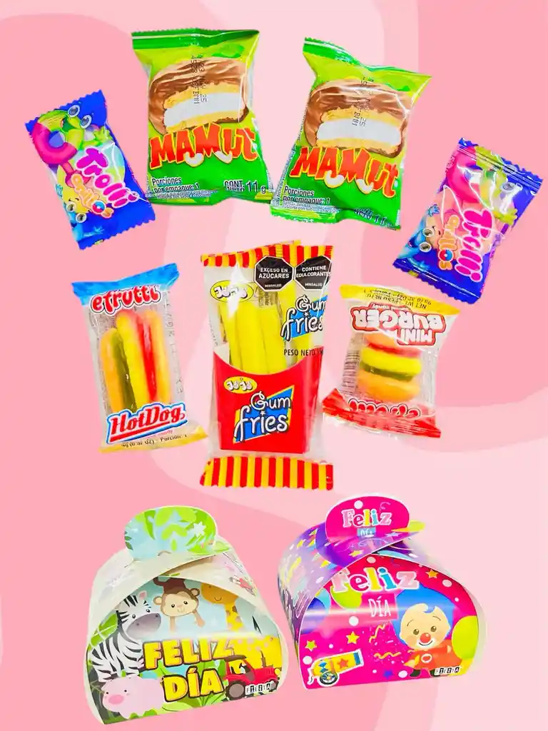 Regalo Caja Sorpresa Dia Del Niño Endulzado Con Gomitas De Hamburgues, Perro Y Papitas - Dia Del Niño - Sorpresa Para Cumpleaños