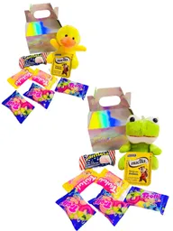 Regalo Caja Loncherita Dia Del Niño Con Peluche Llavero De Sapito O Patico Endulzado - Dia Del Niño - Feliz Dia - Feliz Cumpleaños