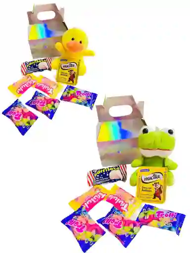 Regalo Caja Loncherita Dia Del Niño Con Peluche Llavero De Animalito Del Selva Endulzado - Dia Del Niño - Feliz Dia - Feliz Cumpleaños