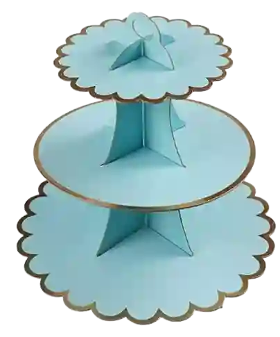 Soporte Para Cupcake Azul Y Dorado