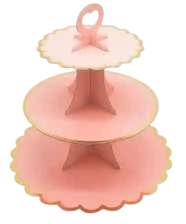 Soporte Para Cupcake Rosado Y Dorado