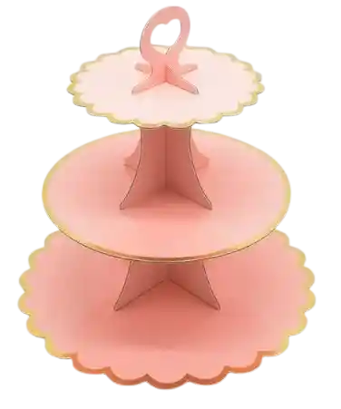 Soporte Para Cupcake Rosado Y Dorado