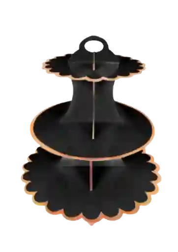 Soporte Para Cupcake Negro Y Dorado