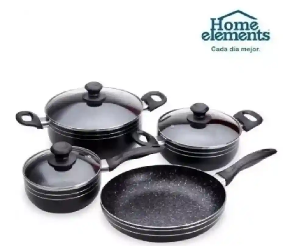 Bateria De Ollas 7 Piezas Home Elements