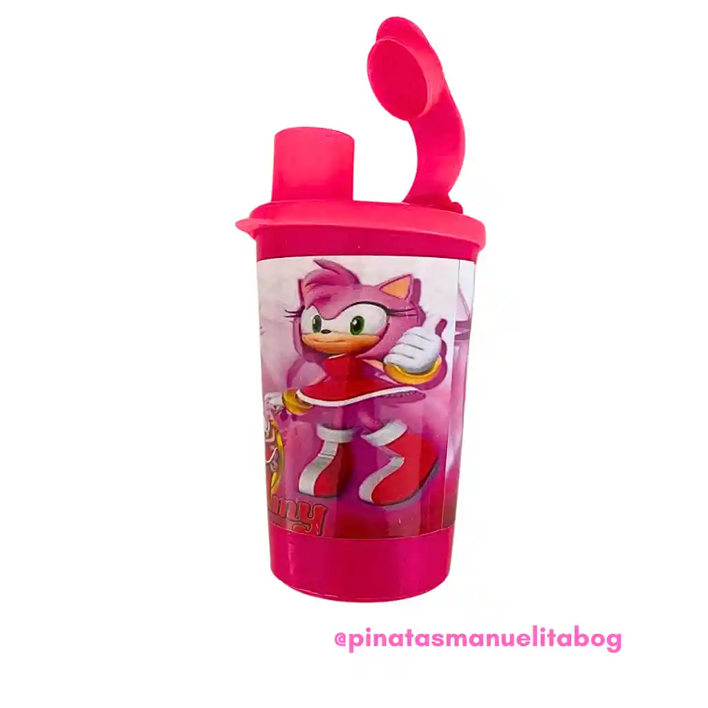 Vaso Fucsia Amy Sonic Con Tapa