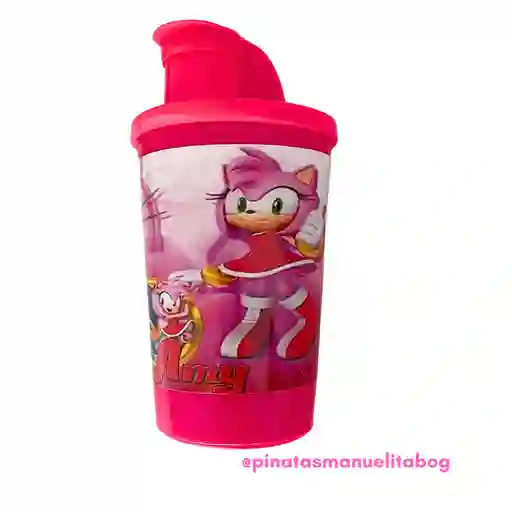 Vaso Fucsia Amy Sonic Con Tapa