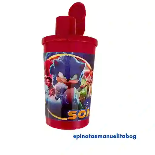 Vaso Rojo Sonic Con Tapa
