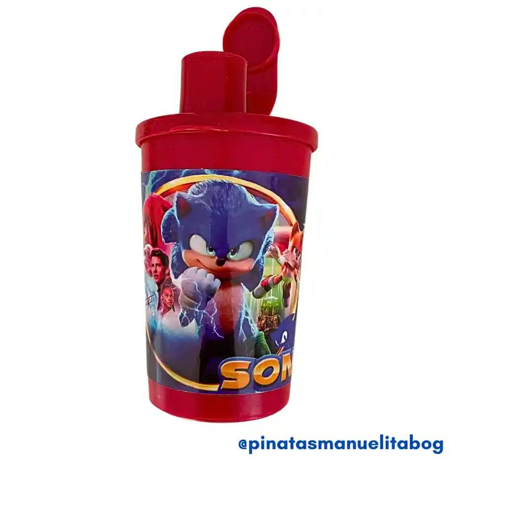 Vaso Rojo Sonic Con Tapa
