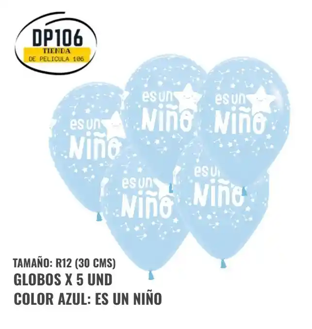 Globos Baby Shower “es Un Niño” – Pack X5 (r12 30 Cm)