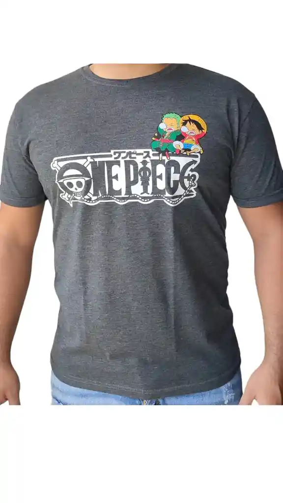 Camiseta Luffy Y Zoro Gris Talla S