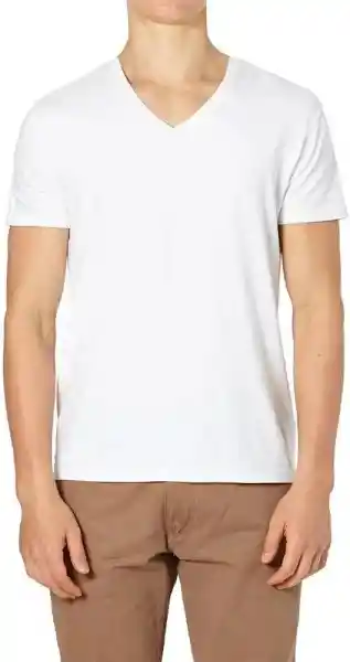 Camiseta Manga Corta Con Cuello En V Blanca Talla M Patprimo En Algodon Suave