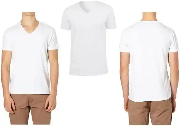 Camiseta Manga Corta Con Cuello En V Blanca Talla M Patprimo En Algodon Suave