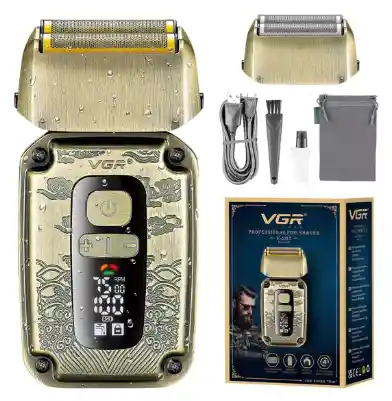 Afeitadora Eléctrica Trimmer Vgr V-337 Metal 7500 Rpm Ipx6 Color Dorado