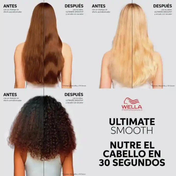 Aceite Anti Frizz Para Cabello Seco, Indisciplinado Y Sin Brillo Miracle Oil Sérum Wella Ultimate Smooth 100ml (paso 3)