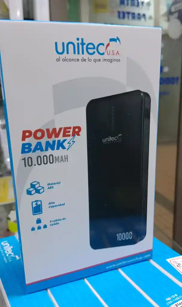 Carga En Cualquier Lugar 3- 4 Veces Power Bank 10000 Mah Celular Tablet- Con 4 Cables Salida 2.1a