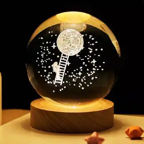 Lámpara Esfera De Cristal Astronauta Escalera