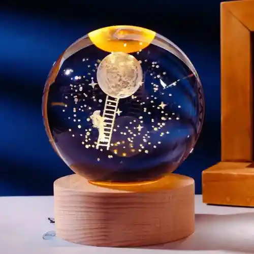 Lámpara Esfera De Cristal Astronauta Escalera