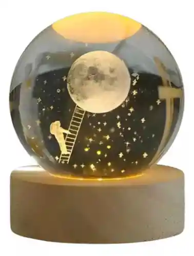 Lámpara Esfera De Cristal Astronauta Escalera