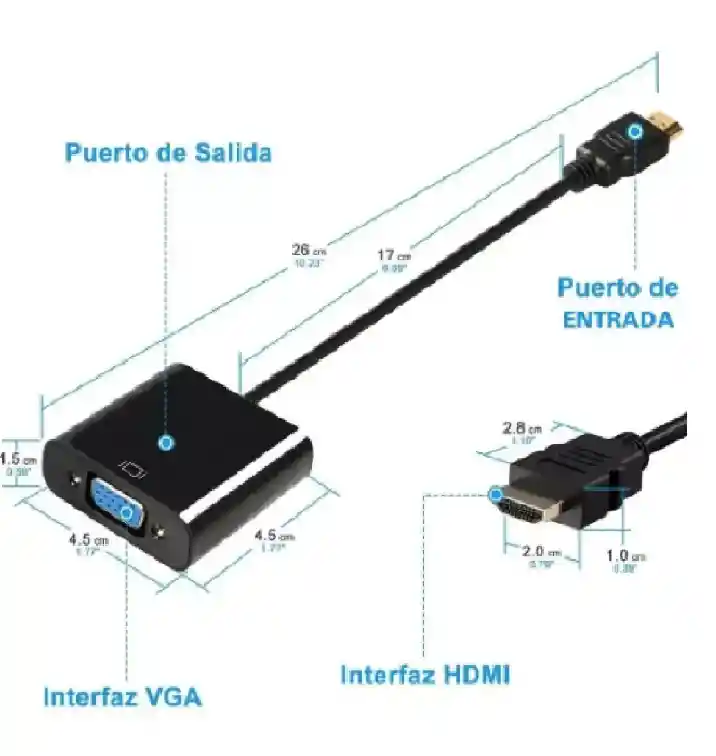 Adaptador Convertidor Cable Hdmi A Vga 1080p