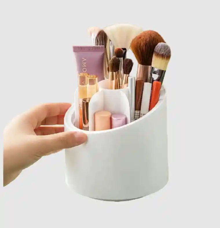 Organizador De Maquillaje Giratorio Multifuncional Con Tapa