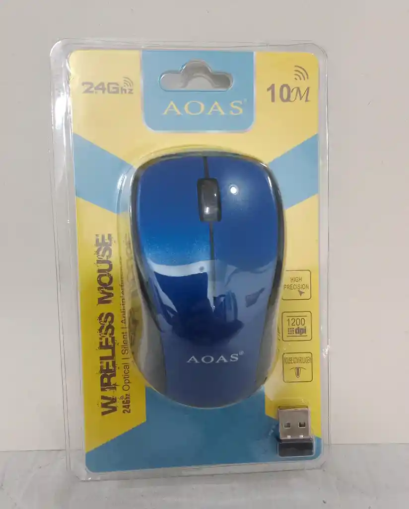 Mouse Inalámbrico Azul 2.4ghz – Alta Precisión, 1600 Dpi, Conexión Receptor Usb Plug Play- Android Windows Smartv