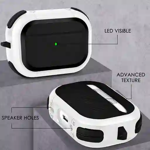 Estuche Eggshell Airpods Pro 2 ( Negro Blanco )